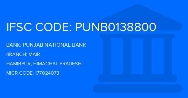 Punjab National Bank (PNB) Mair Branch IFSC Code