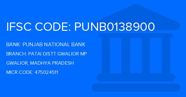 Punjab National Bank (PNB) Patai Distt Gwalior Mp Branch IFSC Code