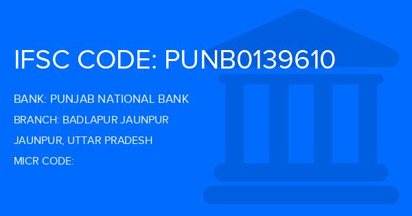 Punjab National Bank (PNB) Badlapur Jaunpur Branch IFSC Code