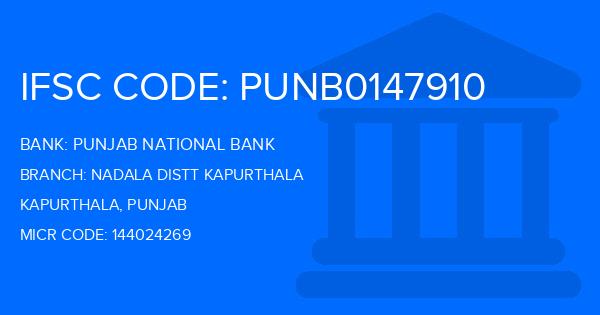 Punjab National Bank (PNB) Nadala Distt Kapurthala Branch IFSC Code