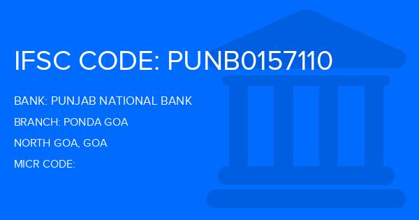 Punjab National Bank (PNB) Ponda Goa Branch IFSC Code