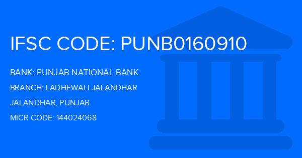 Punjab National Bank (PNB) Ladhewali Jalandhar Branch IFSC Code