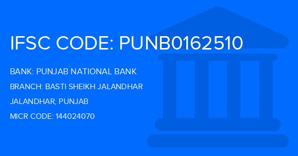 Punjab National Bank (PNB) Basti Sheikh Jalandhar Branch IFSC Code