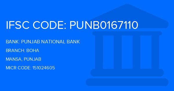 Punjab National Bank (PNB) Boha Branch IFSC Code