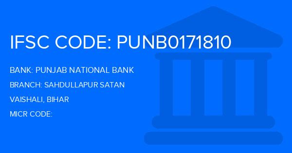 Punjab National Bank (PNB) Sahdullapur Satan Branch IFSC Code