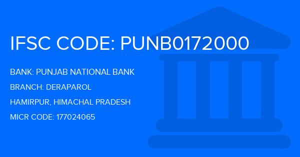 Punjab National Bank (PNB) Deraparol Branch IFSC Code