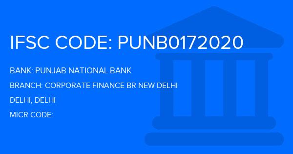 Punjab National Bank (PNB) Corporate Finance Br New Delhi Branch IFSC Code