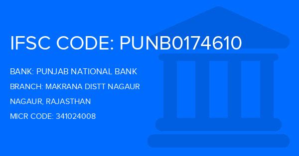 Punjab National Bank (PNB) Makrana Distt Nagaur Branch IFSC Code