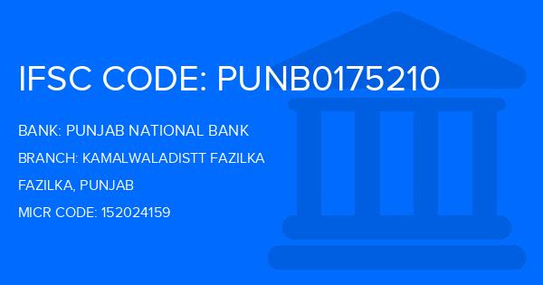Punjab National Bank (PNB) Kamalwaladistt Fazilka Branch IFSC Code