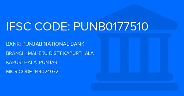 Punjab National Bank (PNB) Maheru Distt Kapurthala Branch IFSC Code