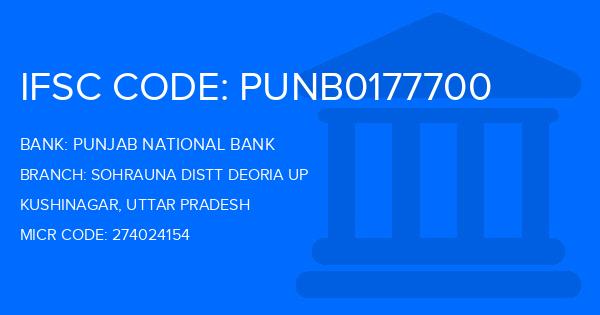 Punjab National Bank (PNB) Sohrauna Distt Deoria Up Branch IFSC Code