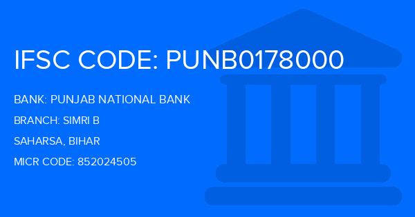 Punjab National Bank (PNB) Simri B Branch IFSC Code