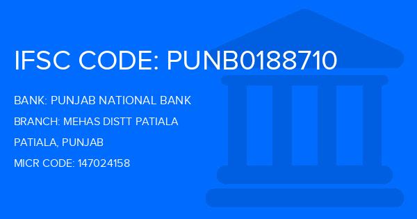 Punjab National Bank (PNB) Mehas Distt Patiala Branch IFSC Code