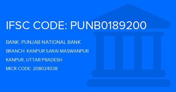 Punjab National Bank (PNB) Kanpur Sarai Maswanpur Branch IFSC Code