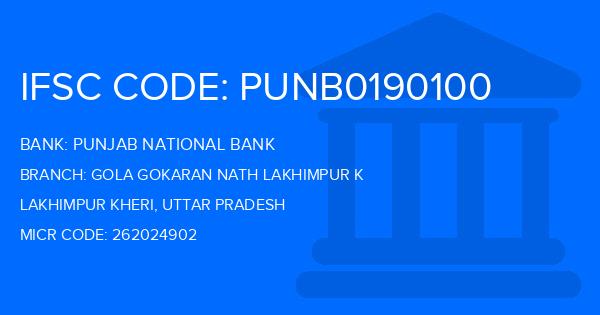 Punjab National Bank (PNB) Gola Gokaran Nath Lakhimpur K Branch IFSC Code