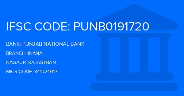 Punjab National Bank (PNB) Inana Branch IFSC Code
