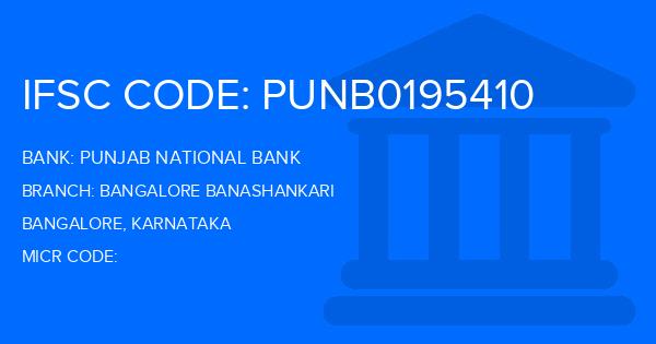 Punjab National Bank (PNB) Bangalore Banashankari Branch IFSC Code