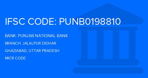Punjab National Bank (PNB) Jalalpur Didhar Branch IFSC Code