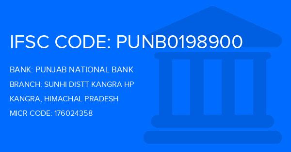 Punjab National Bank (PNB) Sunhi Distt Kangra Hp Branch IFSC Code