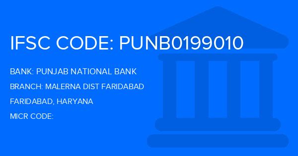 Punjab National Bank (PNB) Malerna Dist Faridabad Branch IFSC Code