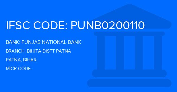Punjab National Bank (PNB) Bihita Distt Patna Branch IFSC Code