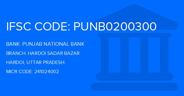 Punjab National Bank (PNB) Hardoi Sadar Bazar Branch IFSC Code