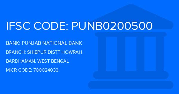 Punjab National Bank (PNB) Shibpur Distt Howrah Branch IFSC Code