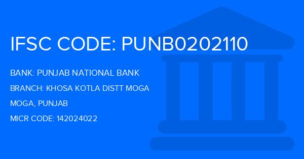 Punjab National Bank (PNB) Khosa Kotla Distt Moga Branch IFSC Code