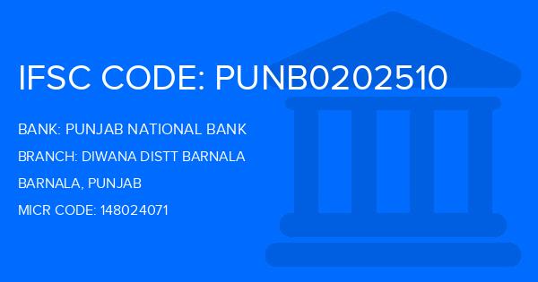 Punjab National Bank (PNB) Diwana Distt Barnala Branch IFSC Code