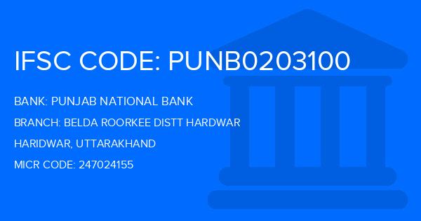 Punjab National Bank (PNB) Belda Roorkee Distt Hardwar Branch IFSC Code