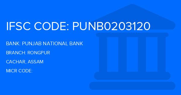 Punjab National Bank (PNB) Rongpur Branch IFSC Code