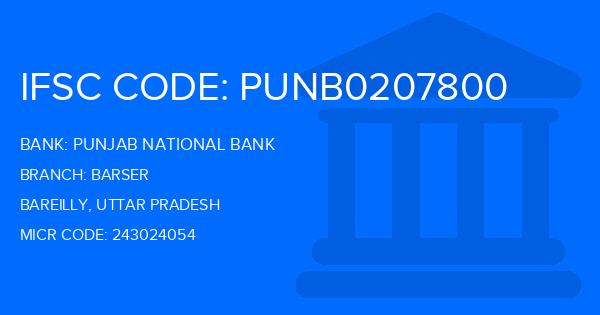 Punjab National Bank (PNB) Barser Branch IFSC Code