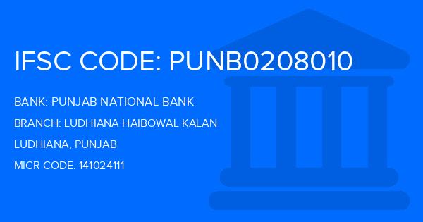 Punjab National Bank (PNB) Ludhiana Haibowal Kalan Branch IFSC Code