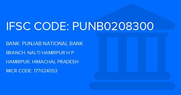 Punjab National Bank (PNB) Nalti Hamirpur H P Branch IFSC Code