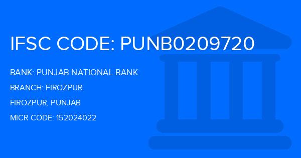 Punjab National Bank (PNB) Firozpur Branch IFSC Code