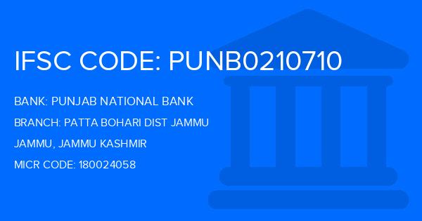 Punjab National Bank (PNB) Patta Bohari Dist Jammu Branch IFSC Code