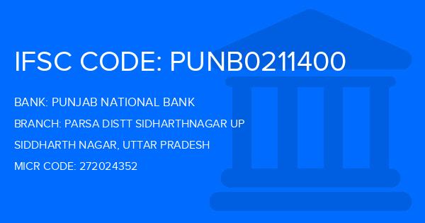 Punjab National Bank (PNB) Parsa Distt Sidharthnagar Up Branch IFSC Code