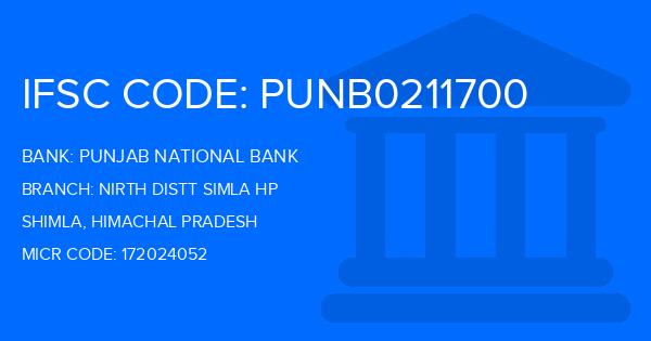 Punjab National Bank (PNB) Nirth Distt Simla Hp Branch IFSC Code