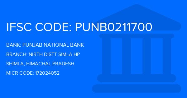 Punjab National Bank (PNB) Nirth Distt Simla Hp Branch IFSC Code