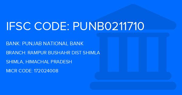 Punjab National Bank (PNB) Rampur Bushahr Dist Shimla Branch IFSC Code
