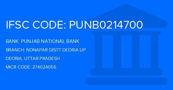 Punjab National Bank (PNB) Nonapar Distt Deoria Up Branch IFSC Code