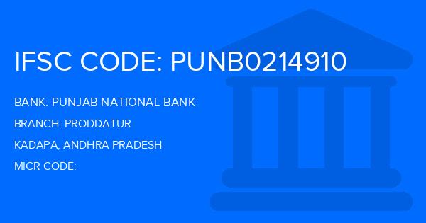 Punjab National Bank (PNB) Proddatur Branch IFSC Code