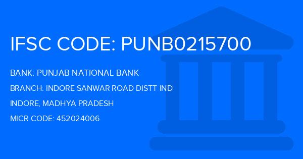 Punjab National Bank (PNB) Indore Sanwar Road Distt Ind Branch IFSC Code