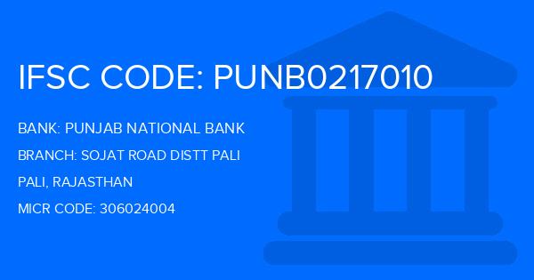 Punjab National Bank (PNB) Sojat Road Distt Pali Branch IFSC Code