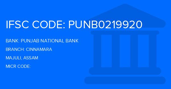 Punjab National Bank (PNB) Cinnamara Branch IFSC Code