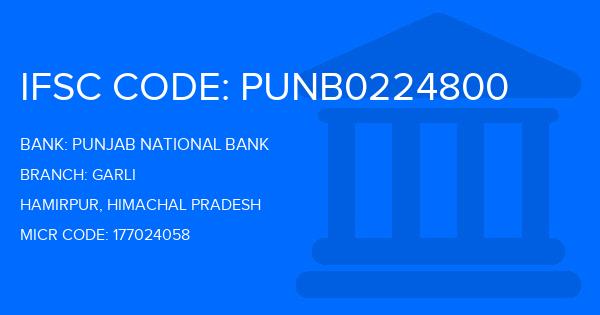 Punjab National Bank (PNB) Garli Branch IFSC Code