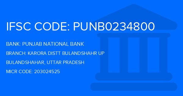 Punjab National Bank (PNB) Karora Distt Bulandshahr Up Branch IFSC Code