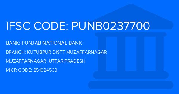 Punjab National Bank (PNB) Kutubpur Distt Muzaffarnagar Branch IFSC Code