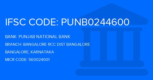 Punjab National Bank (PNB) Bangalore Rcc Dist Bangalore Branch IFSC Code