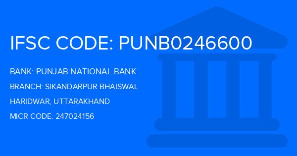 Punjab National Bank (PNB) Sikandarpur Bhaiswal Branch IFSC Code